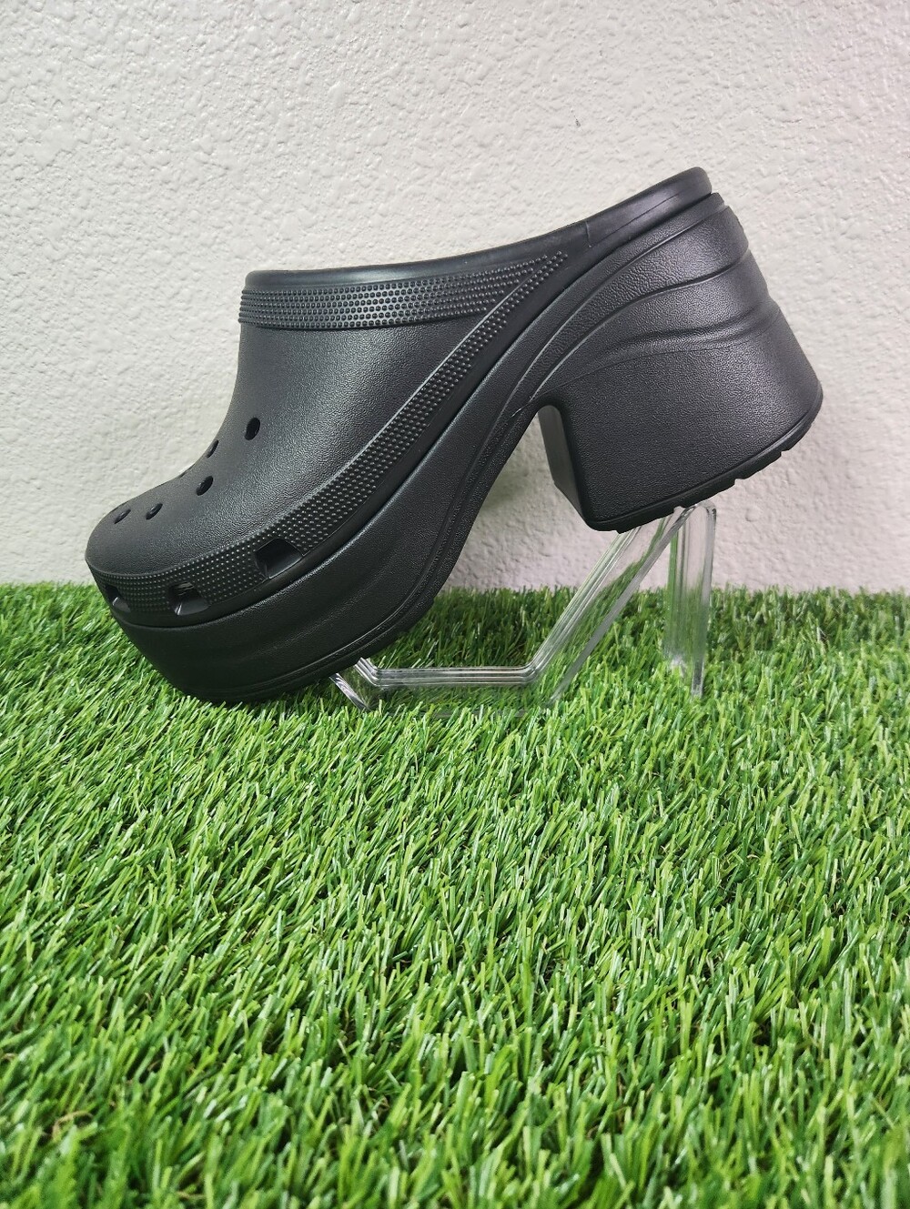 Crocs Siren Black Iconic Platform Heels Mule Slip-on Clogs M 11/  W12.5 PROM